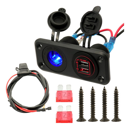 Cargador De Coche De 12 V/24 V, Impermeable, Doble Usb, Carg