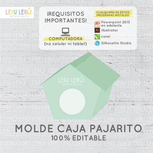 Kit Imprimible Molde Caja Casa Pajaritos (editable)