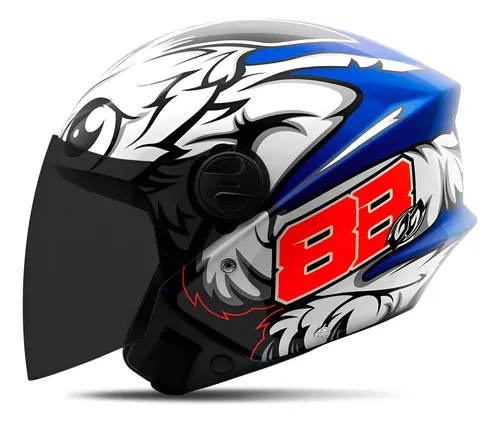 Capacete Moto New Liberty Three Gp 88 Brilhante Viseira Fumê