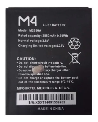 Pila Bateria M4 M2550a Ss1090 2550 Mah 3.8v E/g