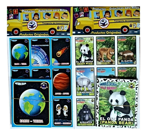 Pack Loterias El Sistema Solar Y Animales Salvajes Bilingue