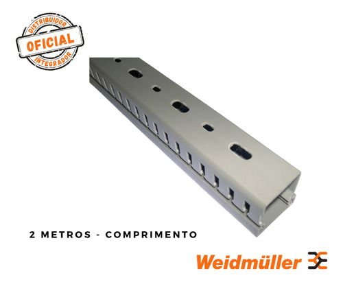 Canaleta Aberta Com Furo Na Base 50x50mm Cinza 2 Metros