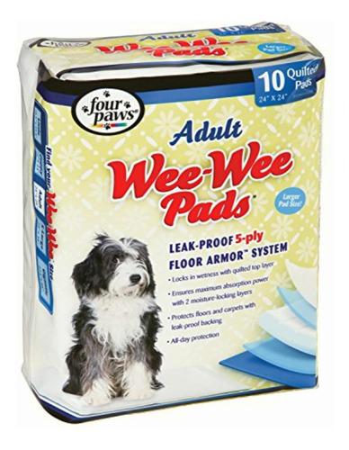 Wee-wee Four Paws Pads For Adult Dogs, Negro/gris, Paquete