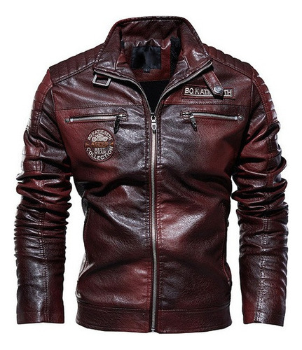 Chaqueta De Cuero De Pu For Hombre De Invierno Motocicl