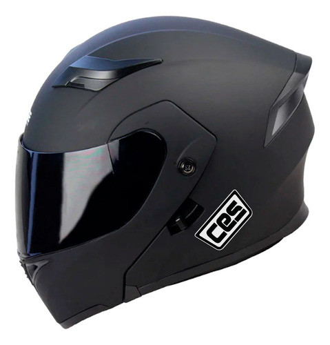 Casco Moto Ces Abatible Negro Mate Polarizado L