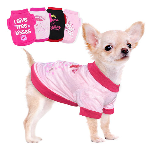 4 Piezas De Ropa Para Perros Pequeños Y Niñas, Camisas De Ve