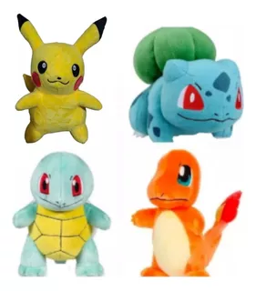 Peluches Pokemon Pack X4 Pikachu Charmander Bulbasour Squirt