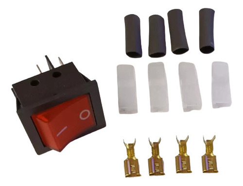 Botón Switch Luz Led Rojo 4 Pin (kit Completo)