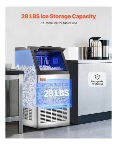 Máquina Para Hacer Hielo En Cubos 80lb/24h Plateado