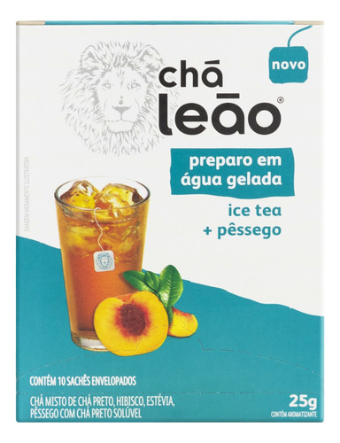Chá Ice Tea Pêssego Chá Leão Caixa 25g 10 Unidades