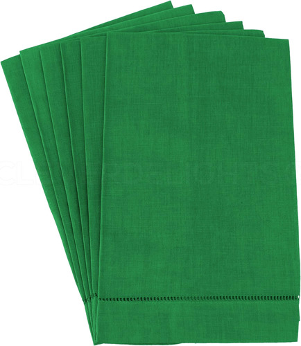 Paquete De 6 Toallas De Mano Con Dobladillo Verde - 14 X 22 