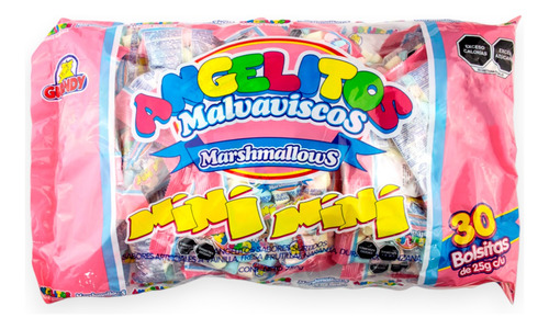 Bolsa 30 Pzas Malvavisco Mini Guandy Bombón Varios Sabores