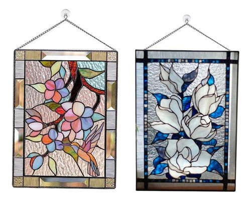 Panel De Ventana Rectangular De Vidrieras De 2 Piezas Para
