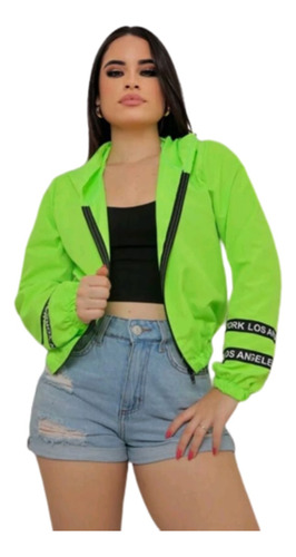 Jaqueta Blusa Neon Corta Vento C/ Capuz Casaco Feminino 2020