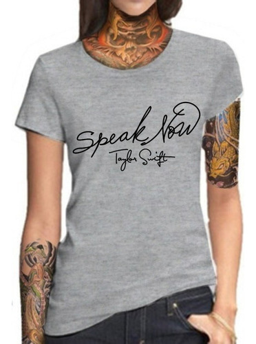 Remera Mujer Gris Sublimada Personalizada Taylor Swift