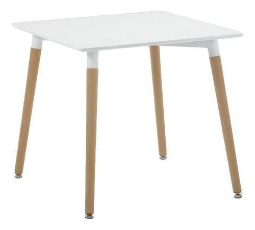 Mesa Eames 70x70 Cuadrada Comedor Bar Madera Nórdica Baires4 Tapa Blanco