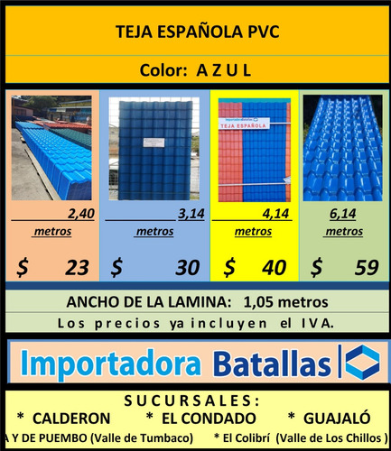 Imagen 12 de 12 de Promocion Teja Españ Pvc $7 Teja Trapezoidal Extragrande T7