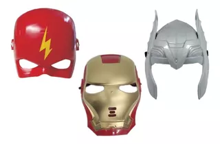 Kit 3 Máscaras Dc Comics Heróis Thor + Flash Homem De Ferro