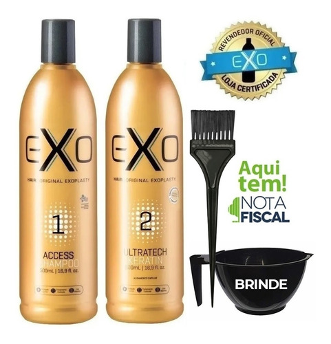 Imagem 1 de 10 de Kit Exo Hair Progressiva Exoplastia Capilar 2x500ml + Brinde
