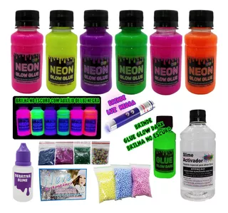 Kit Completo Para Fazer Slime Colas Neon Novidade