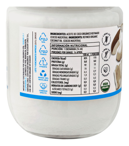 Aceite De Coco Orgánico Sin Olor Ni Sabor Manare 200 Ml