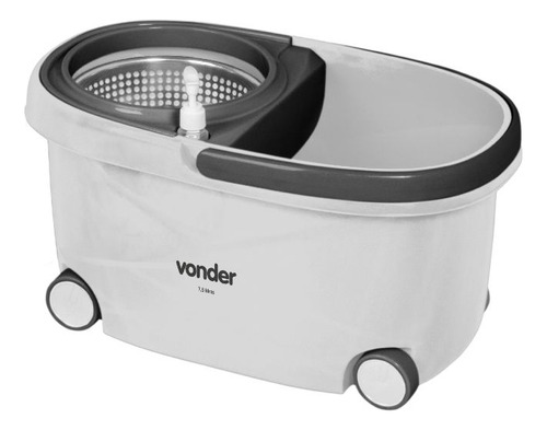 Mop Multiuso Com Balde Rodinha 7,5 Litros Cesto Inox Cor Cinza