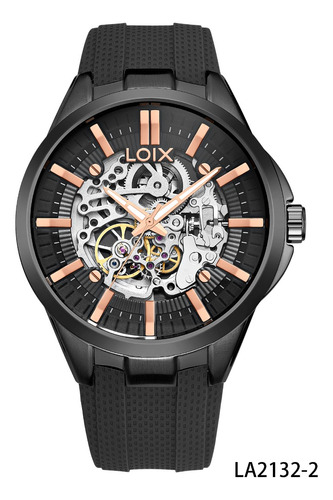 Reloj Hombre Loix® La2132-2 Negro Pavonado Con Tablero Negro