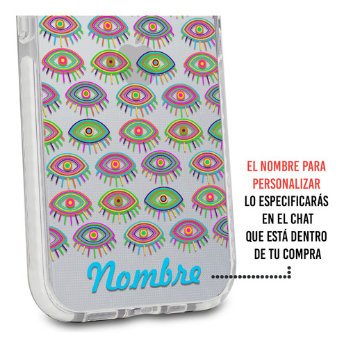 Funda Para iPhone Ojo Turco Colores Personalizada Con Nombre