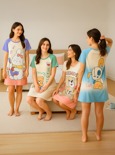 Camison Bluson Pijama Para Mujer Casual Largo Estampado