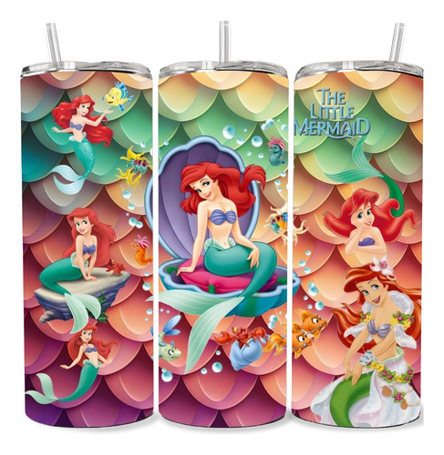 Termo Vaso La Sirenita Ariel Ponle Nombre