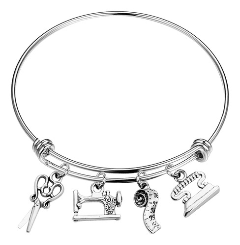 Pulsera Sewers Bangle, Tijera, Cinta Métrica, Escalable