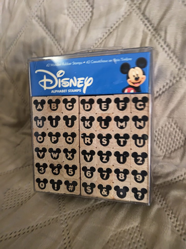 Kit Carimbos Disney Mickey Mouse Letras Números Original Azul Bege