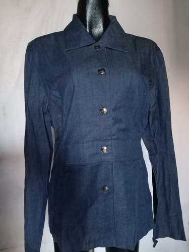 Saco Casual Tipo Camisa A-x Mediano D Mujer Azul Mezclilla 