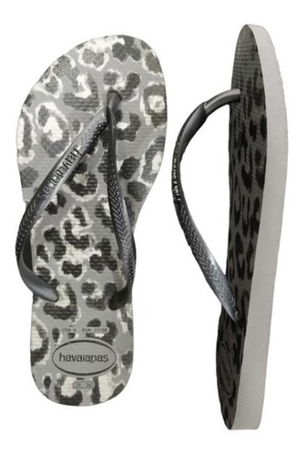 Imagen 2 de 3 de Havaianas Slim Animals 1765 Cinza Negro Lefran