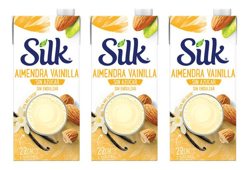 Silk Bebida De Almendras Sabor Vainilla Pack Por 3 Unid S/a