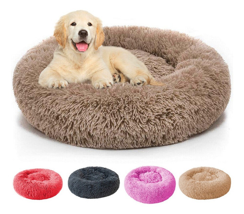 Caminha Nuvem Pet Lorben Redonda Cachorros Gatos Tam Gg 80cm Cor Marrom-claro Desenho Liso