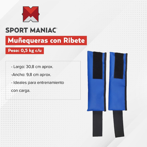 Imagen 3 de 4 de Muñequera Con Ribete Medio Kilo Sport Maniac