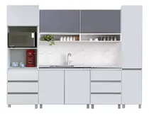 Comprar Combo Cocina Bajo Mesada 160 Cm Potenza Blanco + Alacena Sorrento Gris 160 Cm + Portahorno Multiuso 195x60 + Despensero 195x60 - Ricchezze