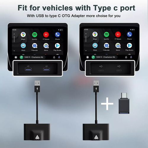 Adaptador De Carro Sem Fio Android Auto Carplay, Black