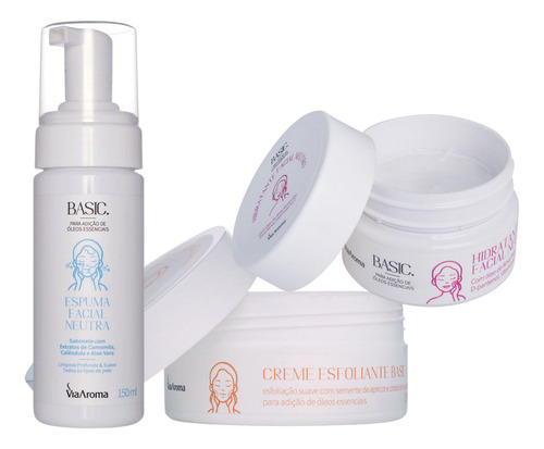 Kit Facial Sabonete, Esfoliante, Hidratante Neutro Via Aroma