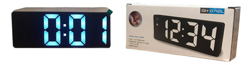 Reloj Despertador Pila Digital Letras Led Colores Circuit Color Negro