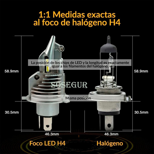 Imagen 5 de 7 de Par Kit Ampolletas Led H4 Premium Bi-led Csp 70w