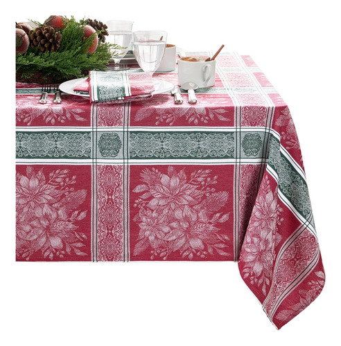 Mantel De Algodon Jacquard Tejido Rectangulo Multicolor Mesa Rojo Navidad
