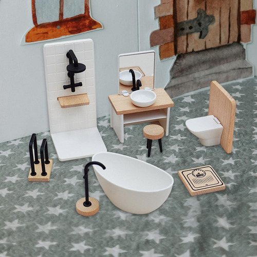 Juego De Baño En Miniatura Para Casa De Muñecas, Lavabo,