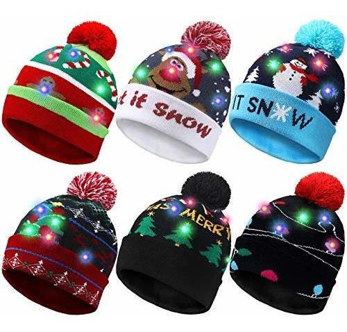 Sombrero Gorro Boina Muje Geyoga 6 Piezas Led Navidad Suéter