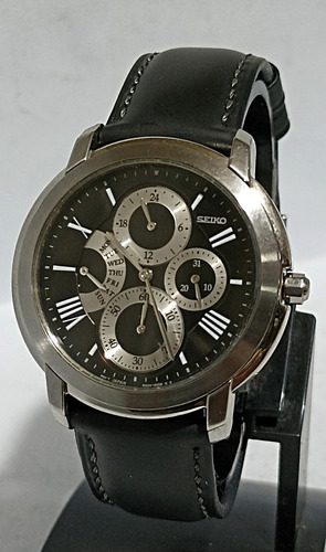 Impecable Reloj Seiko Multifunciones 6g34 Negro Plateado Negro (Usado)