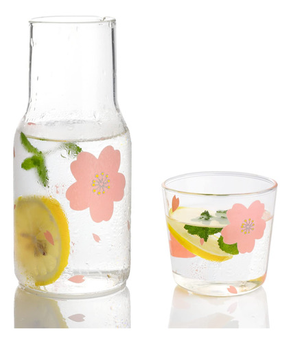 Juego De Botellas De Agua De Vidrio Con Flores De Sakura, J.