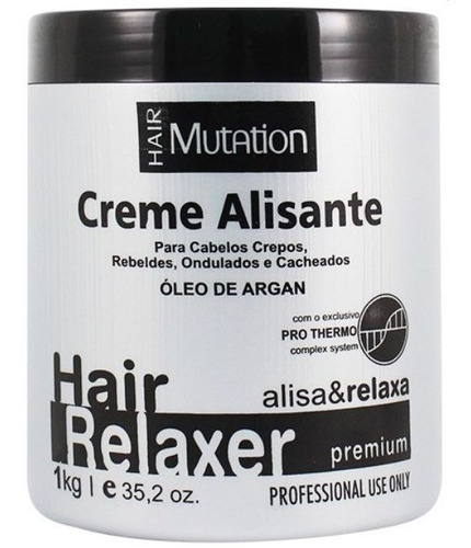 Creme Alisante Relaxante Hair Mutation Premium Com Argan 1kg