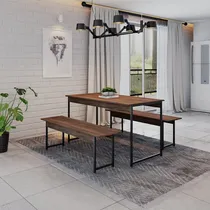 Comprar Conjunto Mesa De Jantar Com 2 Bancos Yescasa Active Estilo Industrial