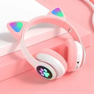 Audifono Bluetooth Con Microfono Orejas De Gato Led Kawaii